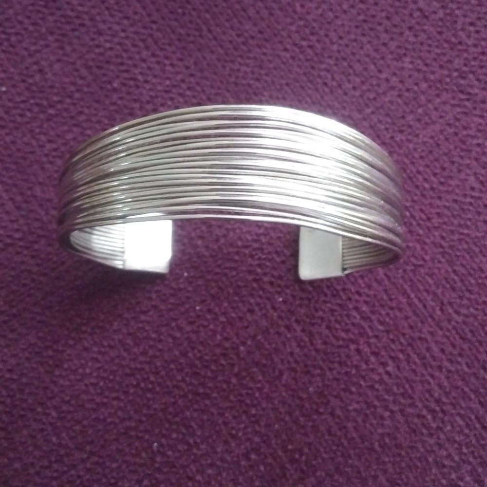 Sterling Silver/Rodium Plated Multi-Strand Cuff Bracelet